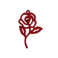 Pingente Rosa (c/ Caule) Vermelho